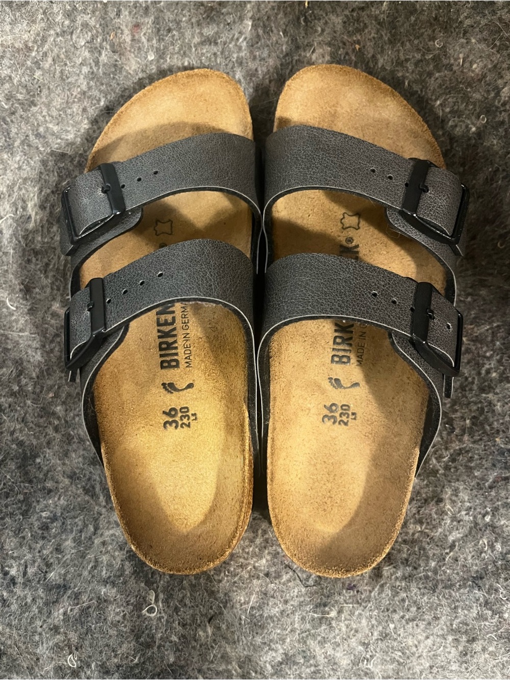 Birkenstock women’s Black & Gray Two-Buckle Sandals